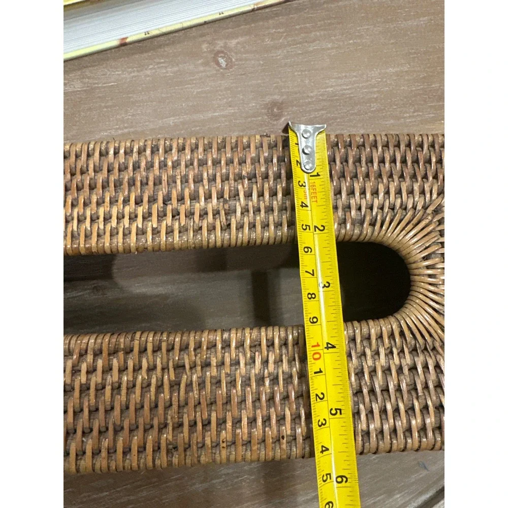 Handwoven Rattan Tissue Box Cover Rectangular Wicker Holder Brown Boho Decor